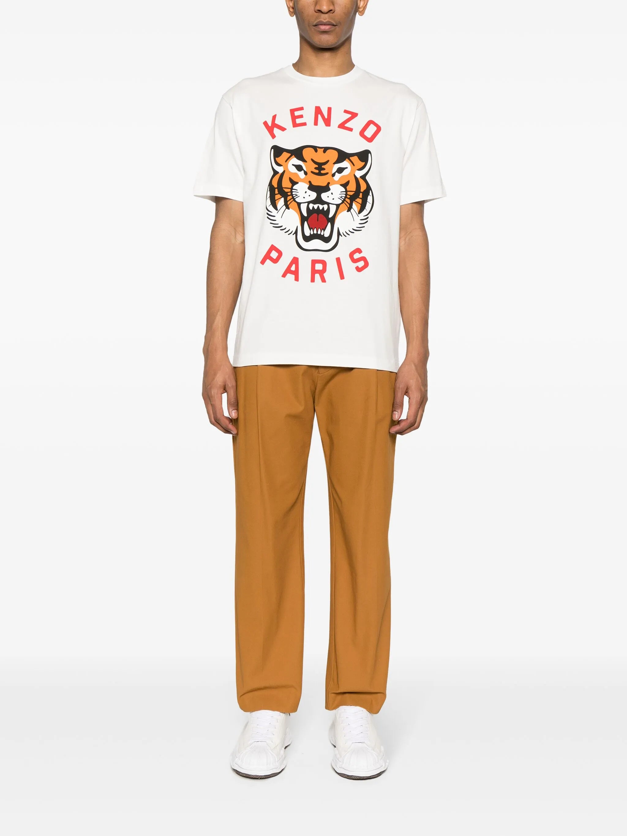 Kenzo Lucky Tiger Printed Oversized T-Shirt in White